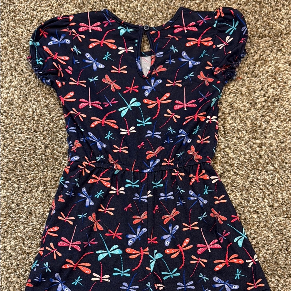 Girl’s Dragonfly Print Navy Romper - Picture 4 of 4